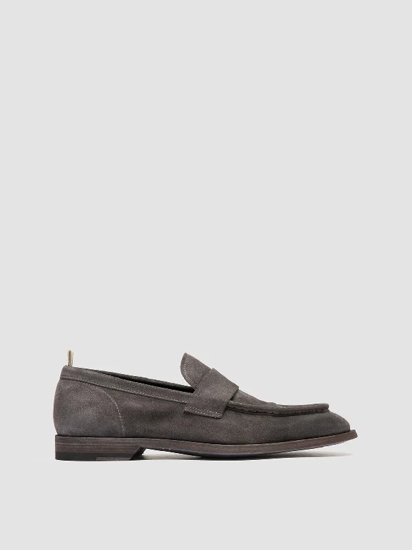 Suede men's loafers for a soft and luxurious feelSOUND 001 - Grey Suede Penny Loafers