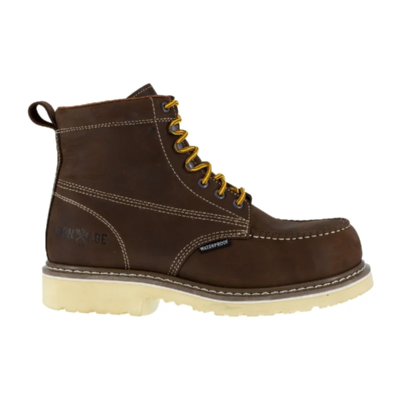 Men's Oxfords with a cap - toe design and a rubber heelIron Age Men's Solidifier Brown IA5062 6" Waterproof Work Boot