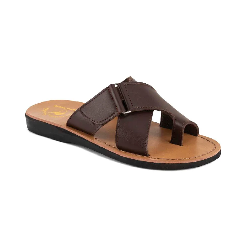 Men's sandals with a decorative buckle or charmAsher Vegan - Leather Alternative Sandal | Brown