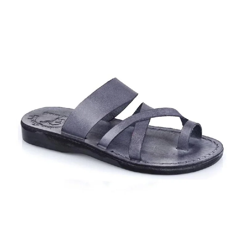 Men's sandals with a wide strap for supportThe Good Shepherd - Leather Toe Loop Slide | Grey