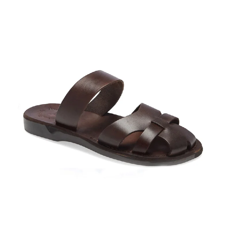 Men's sandals with a perforated leather upper for ventilationAdino - Leather Closed Toe Sandal | Brown