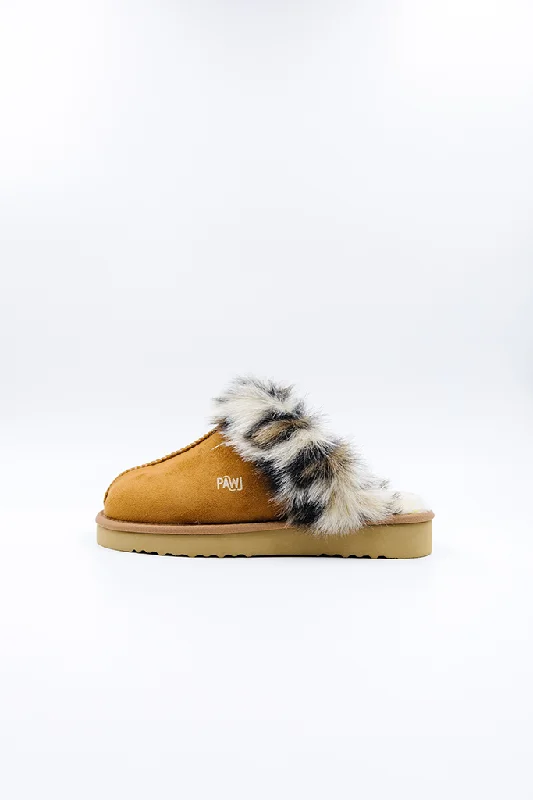 Men's slippers with a wool blend upper for warmthPAWJ Slippers | Chestnut / Wild Leopard