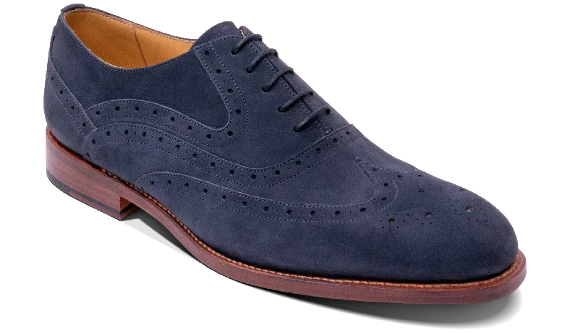 Men's leather Oxford shoes with a plain toeLiffey -Navy Nubuck