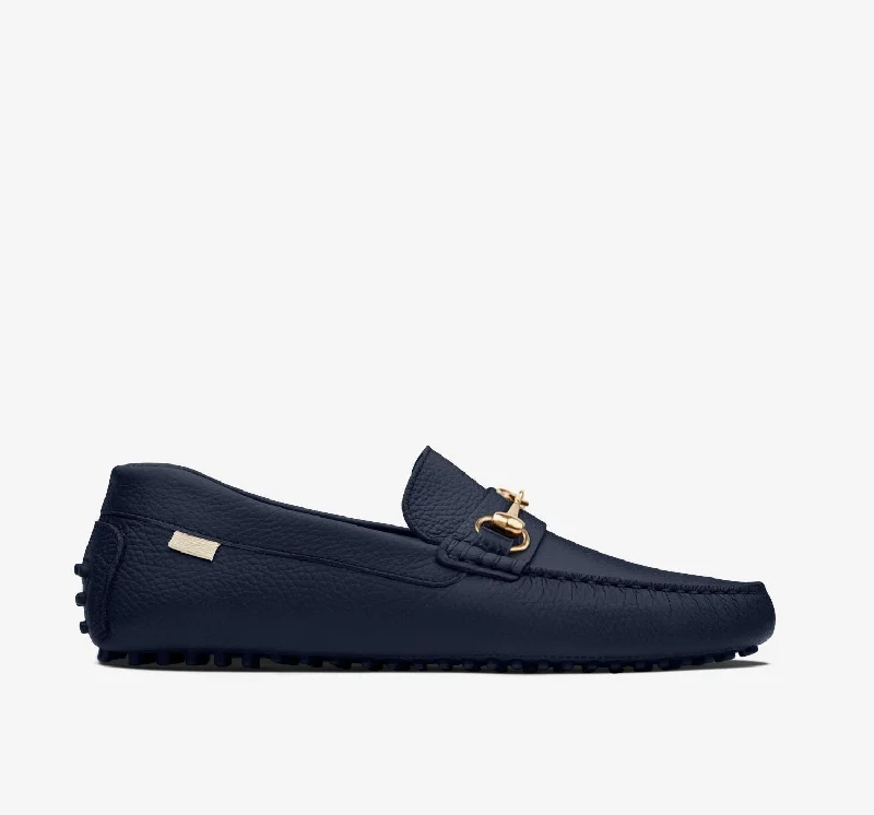 Men's loafers with a perforated leather upper for ventilationDriver | Navy Pebbled HB