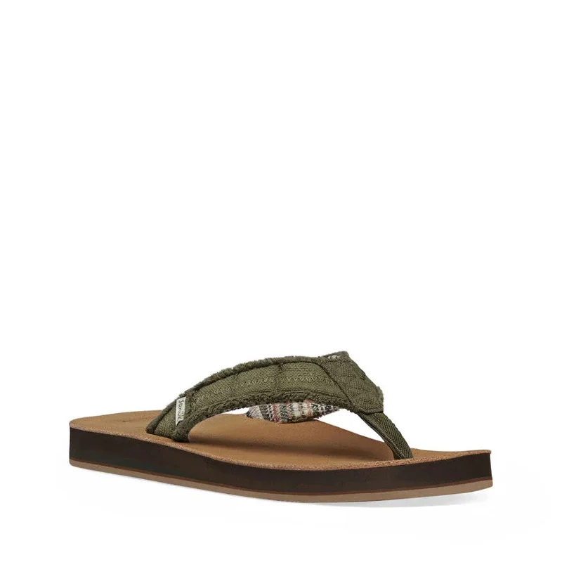 Men's sandals with a contrast stitching detailMen's Shoes Sanuk FRAID NOT SOFT TOP Casual Flip Flop Sandals 1116736 DARK OLIVE