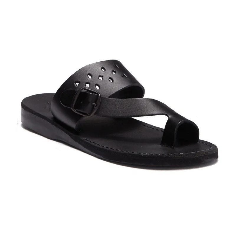 Men's sandals with a toe post designEzra - Leather Cut Out Sandal | Black