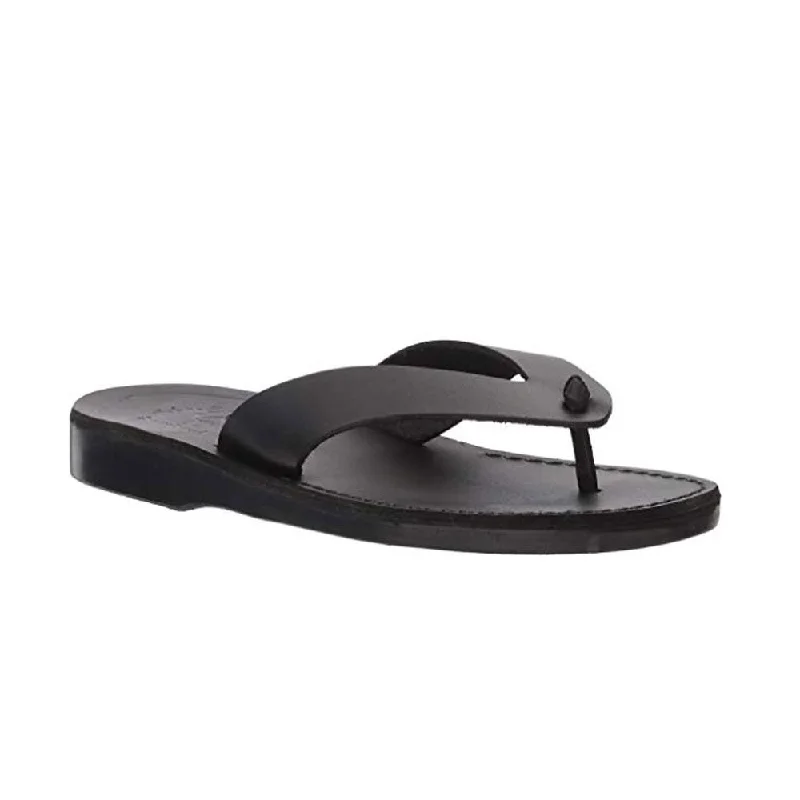 Men's sandals with a perforated leather upper for ventilationSolomon - Leather Flip Flop Sandal | Black