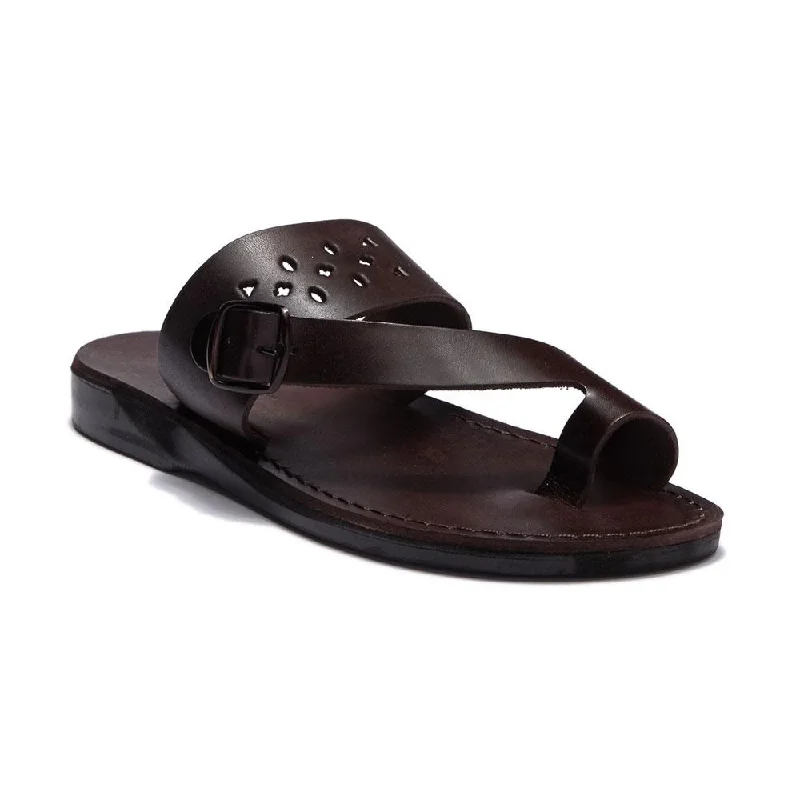 Men's sandals in a neutral color like black or brownEzra - Leather Cut Out Sandal | Brown