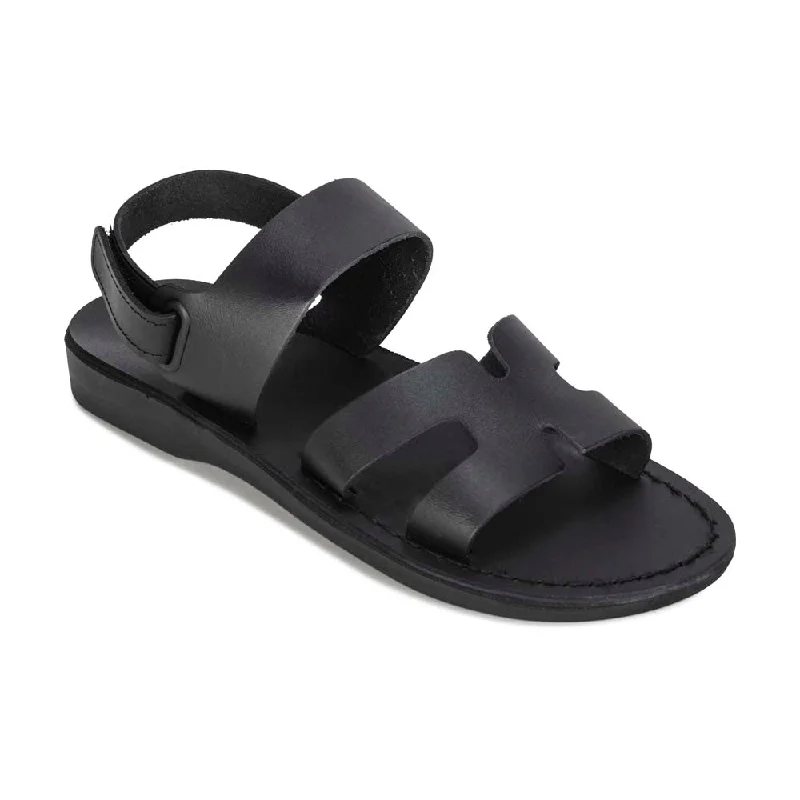 Men's sandals with a decorative buckle or charmMen's sandals with a decorative buckle or charmAnne - Leather Slingback Flat Sandal | Black