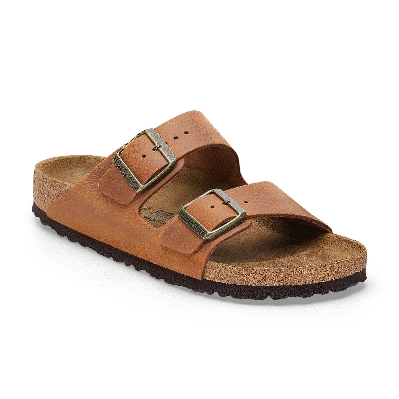 Men's sandals with a buckle closureMen's sandals with a buckle closureArizona Cognac Oiled Leather