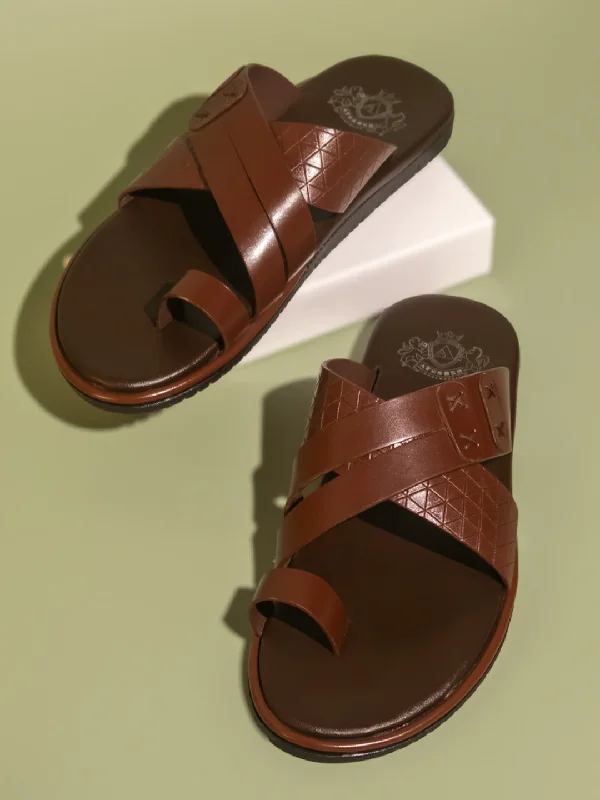 Men's sandals with a wide strap for supportMen's sandals with a wide strap for supportAtesber Brown Formal Slip-on Sandal For Men