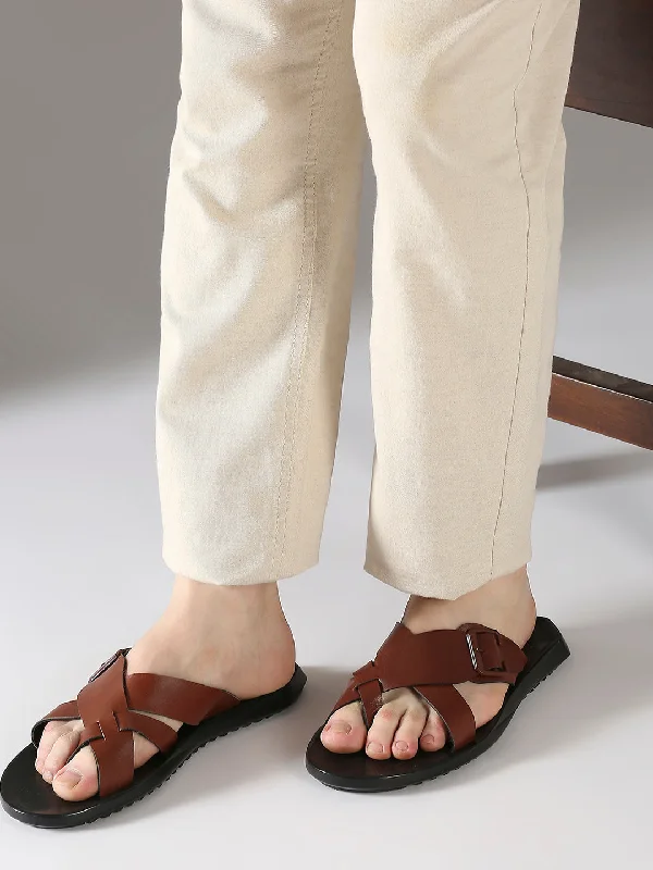 Men's sandals with a cushioned footbedMen's sandals with a cushioned footbedAtesber Tan Solid Thong Sandals For Men