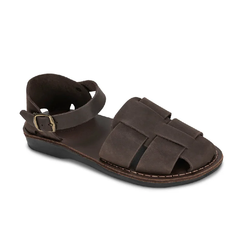 Men's sandals with a wide strap for supportMen's sandals with a wide strap for supportGemma - Leather Adjustable Strap Sandal | Brown Nubuck