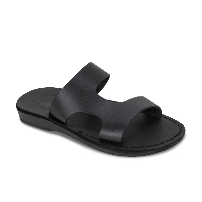 Men's sandals with a buckle closureMen's sandals with a buckle closureJune - Leather Side Strap Sandal | Black