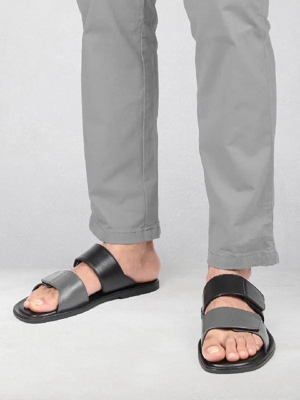 Men's sandals with a padded heelMen's sandals with a padded heelMen Black/Grey Leather Comfort Sandals