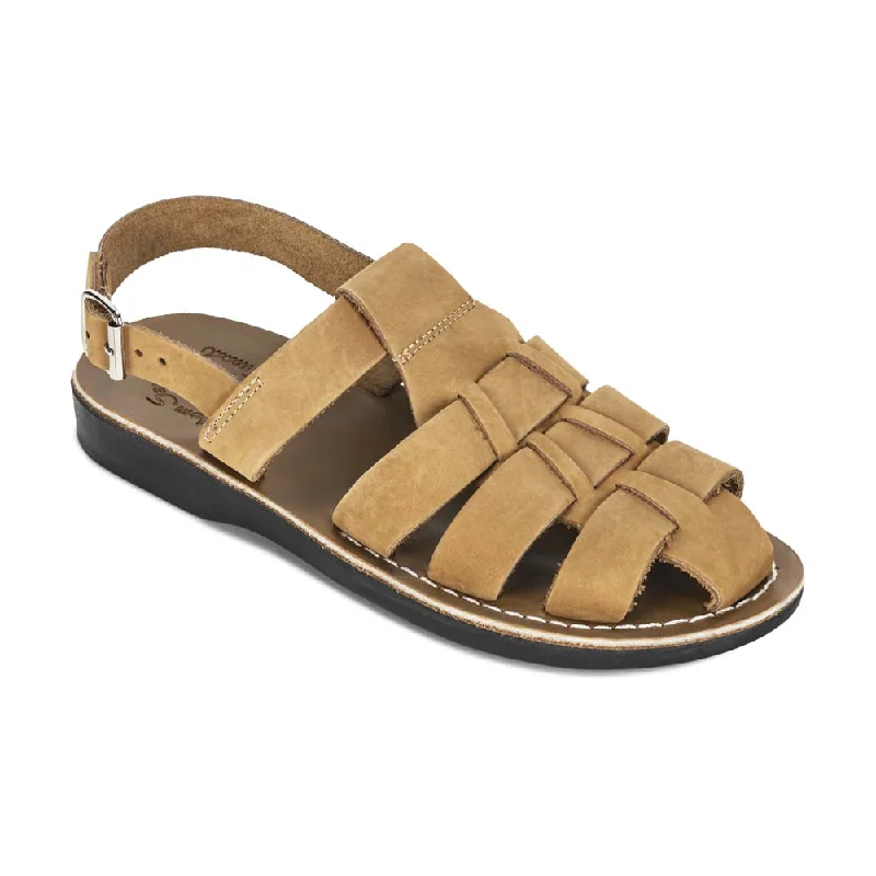 Men's sandals with a rubber sole for tractionMen's sandals with a rubber sole for tractionMichael - Slingback Leather Fisherman Sandal | Tan Nubuck