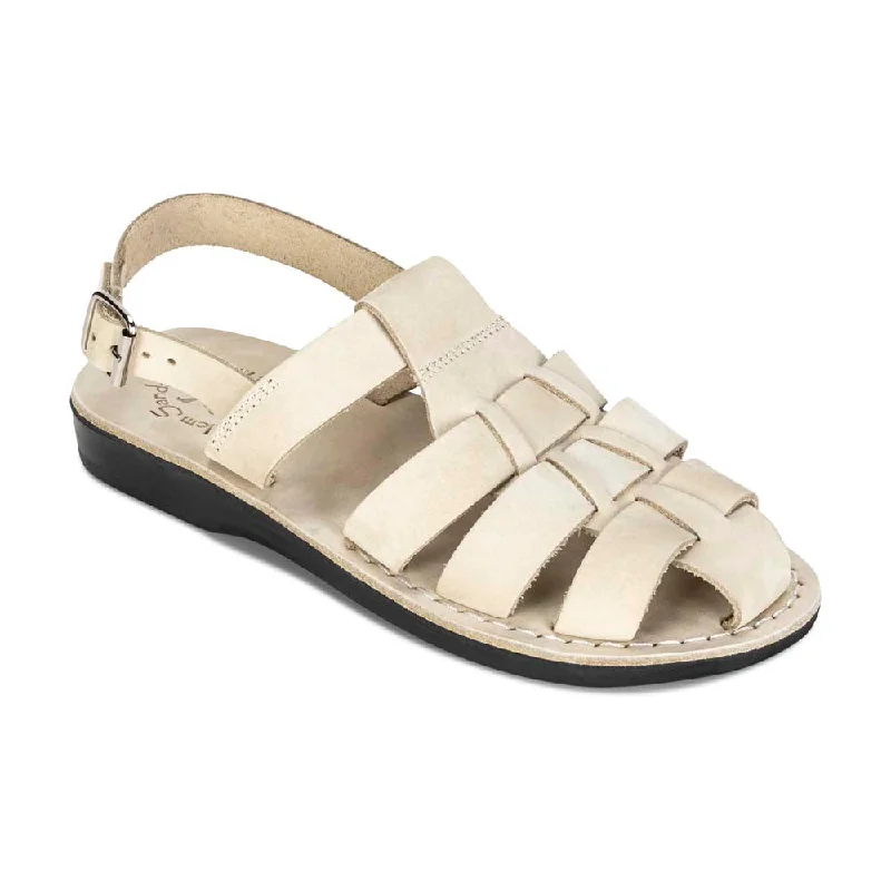 Men's sandals with a padded heelMen's sandals with a padded heelMichael - Slingback Leather Fisherman Sandal | White Nubuck