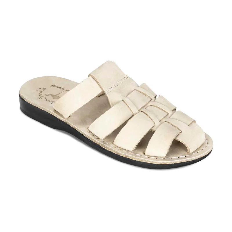 Men's sandals with a rubber sole for tractionMen's sandals with a rubber sole for tractionMichael Slide - Leather Pacific Slide Sandal | White Nubuck