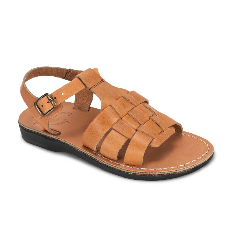 Men's sandals with a decorative buckle or charmMen's sandals with a decorative buckle or charmMikayla - Open Toe Fisherman-Style Sandal | Tan