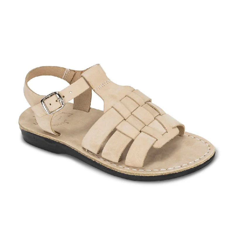 Men's sandals with a perforated leather upper for ventilationMen's sandals with a perforated leather upper for ventilationMikayla - Open Toe Fisherman-Style Sandal | White Nubuck