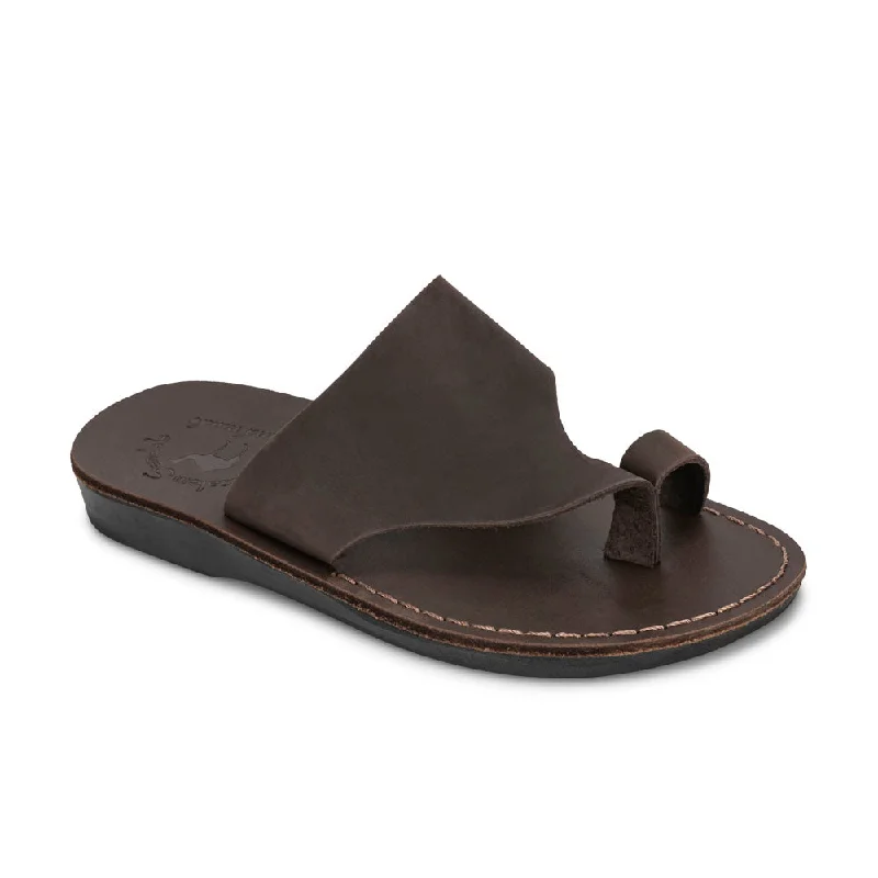 Men's sandals with a padded heelMen's sandals with a padded heelPetra - Leather Toe Strap Sandal | Brown Nubuck