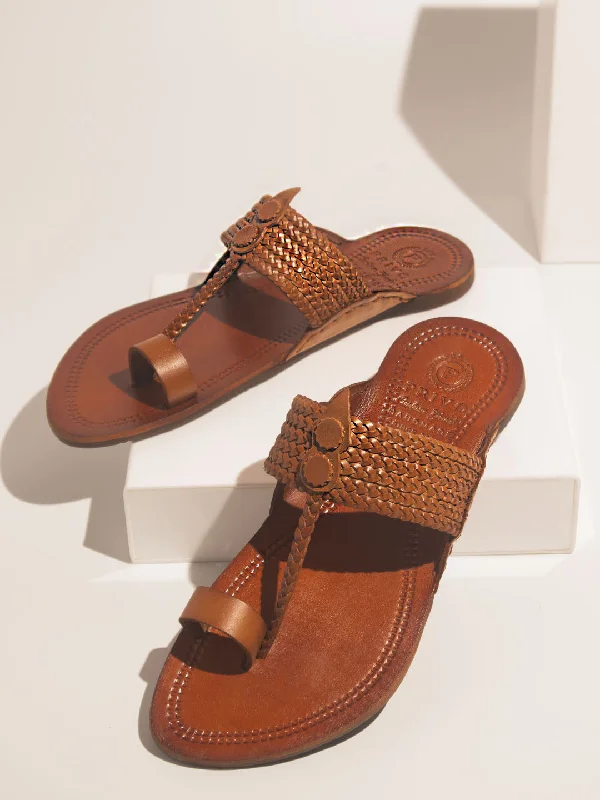 Men's sandals with a wide strap for supportMen's sandals with a wide strap for supportPrivo Tan Ethnic Kolhapuri For Men