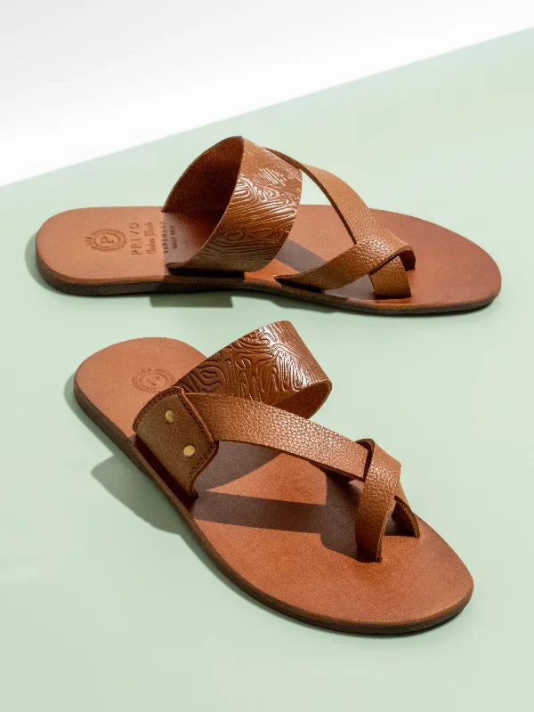 Men's sandals with a durable outer soleMen's sandals with a durable outer solePrivo Tan One Toe Casual Sandal For Mens