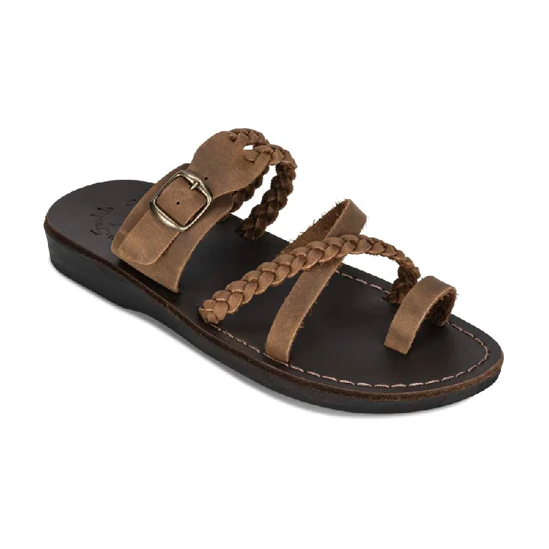 Men's sandals with a padded heelMen's sandals with a padded heelSophia Buckle - Leather Braided Slide Sandal | Oiled Brown