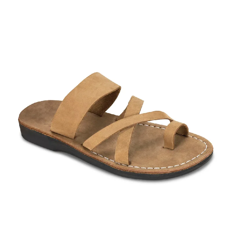 Men's sandals with a cushioned footbedMen's sandals with a cushioned footbedThe Good Shepherd - Leather Toe Loop Sandal | Yellow Nubuck