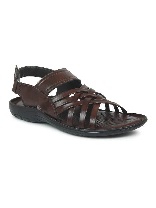 Men's sandals with a perforated leather upper for ventilationMen's sandals with a perforated leather upper for ventilationTri-Band Velcro Sandal-Brown