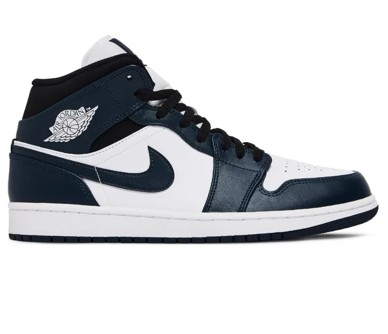 Men's tennis sneakers with a non - slip outsoleMens Nike Air Jordan 1 Mid (Armory Navy)