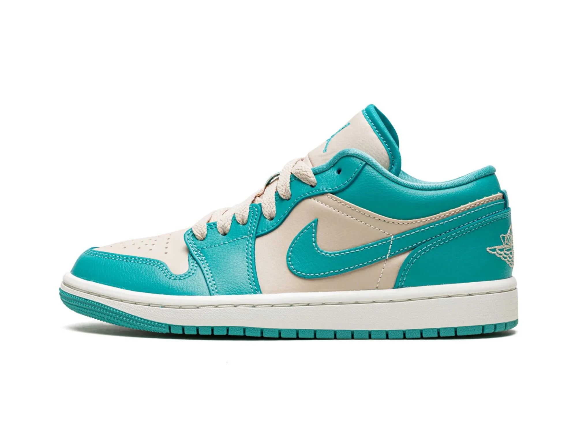 Men's black canvas sneakers with a red soleNike Air Jordan 1 Low "Tropical Teal"